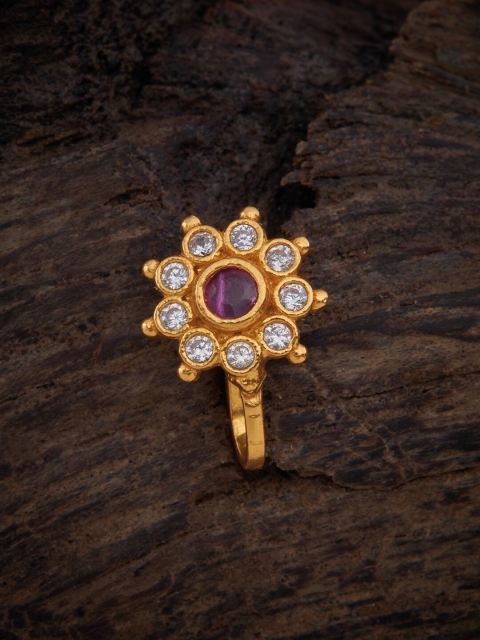 

Kushal's Fashion Jewellery Gold Toned & Purple 92.5 Silver Stone Studded Nose Pin