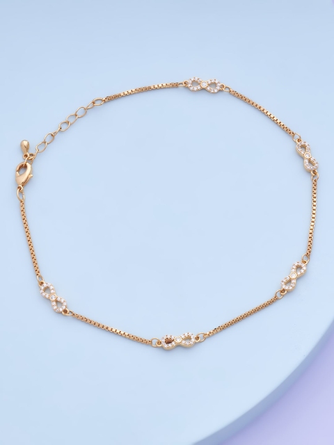 

Kushal's Fashion Jewellery Women White Gold-Plated Cubic Zirconia Anklet