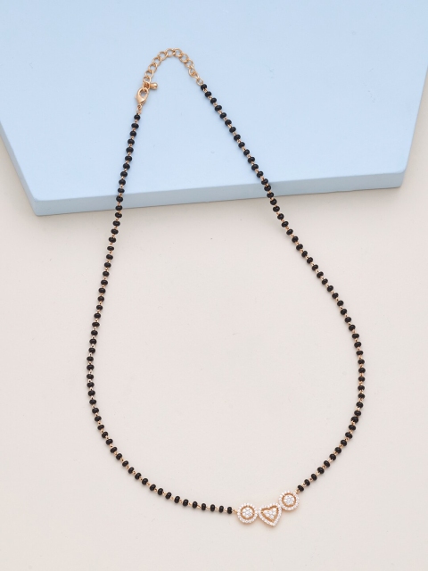 

Kushal's Fashion Jewellery Gold-Plated & Black Beads & Stones Mangalsutra