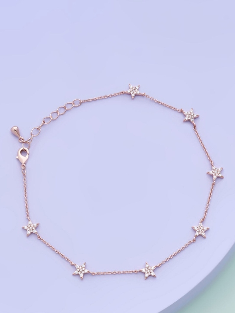 

Kushal's Fashion Jewellery Women Rose-Gold Plated Cubic Zirconia Studded Anklet