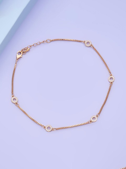 

Kushal's Fashion Jewellery Gold plated White Cubic Zirconia Stone studded Anklet