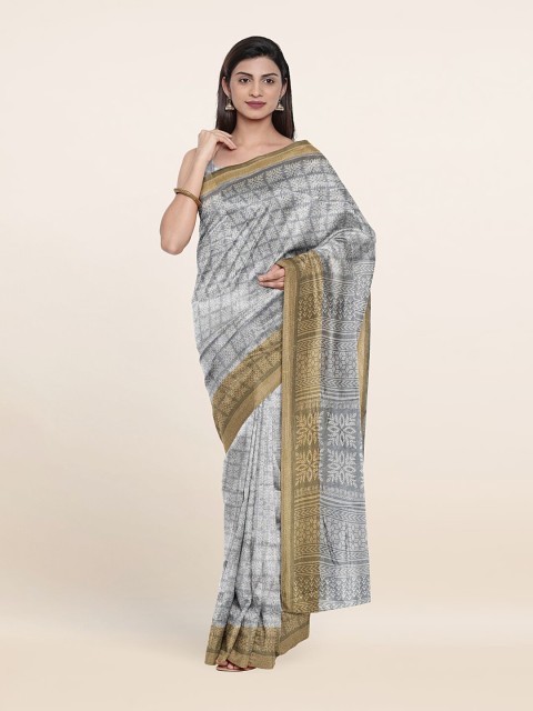 

Pothys Grey & White Zari Saree