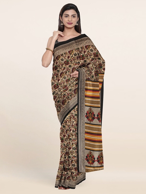 

Pothys Cream-Coloured & Maroon Floral Printed Saree