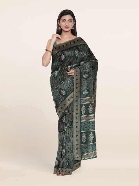 

Pothys Green & Beige Floral Printed Saree