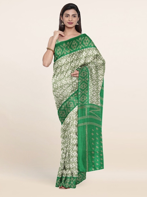 

Pothys Green & White Ethnic Motifs Printed Saree