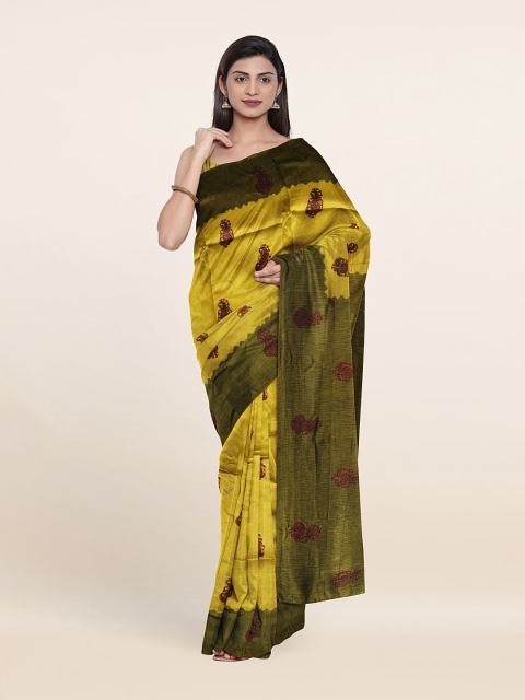 

Pothys Green & Yellow Ethnic Motifs Printed Saree