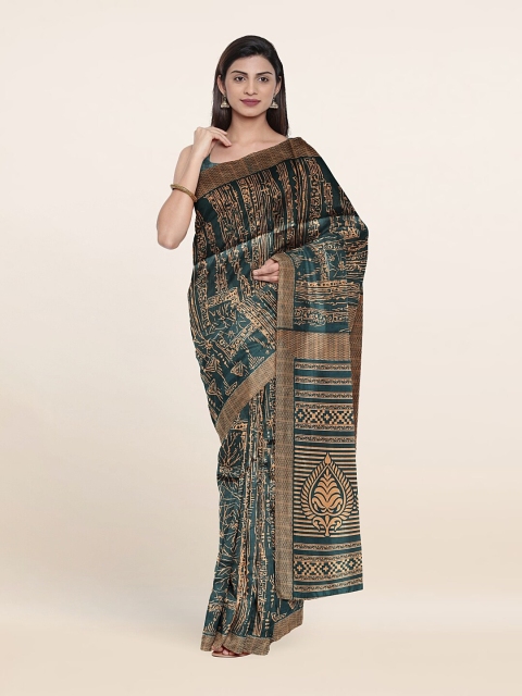 

Pothys Green & Gold-Toned Printed Saree