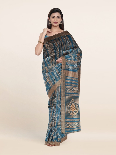 

Pothys Blue & Brown Printed Saree