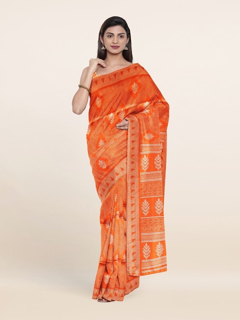 

Pothys Orange & Beige Floral Saree