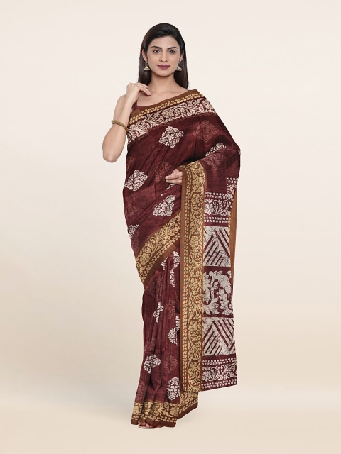 

Pothys Purple & White Batik Printed Cotton Blend Saree
