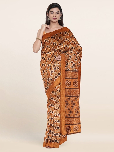 

Pothys Orange & Brown Printed Cotton Blend Saree