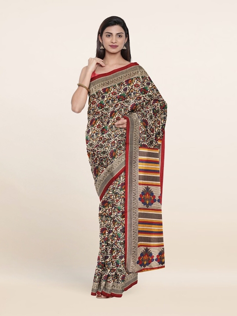 

Pothys Cream-Coloured & Red Ethnic Motifs Printed Cotton Blend Saree