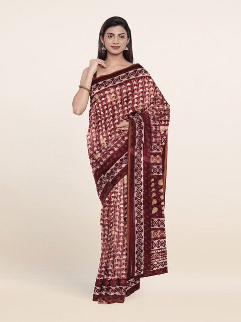 

Pothys Purple & Off White Printed Cotton Saree