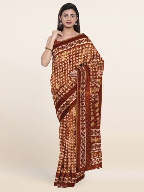 

Pothys Brown & Yellow Printed Cotton Saree