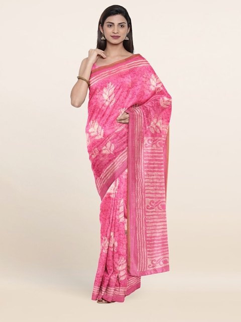 

Pothys Pink & White Floral Printed Cotton Saree