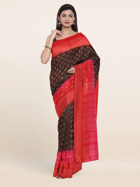 

Pothys Brown & Pink Printed Cotton Saree