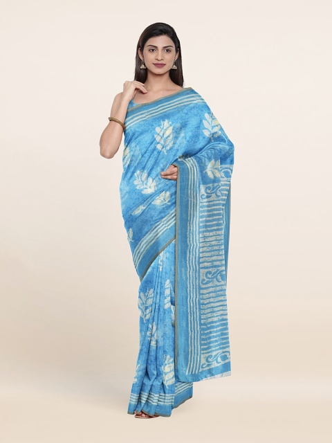 

Pothys Blue & White Floral Printed Cotton Saree