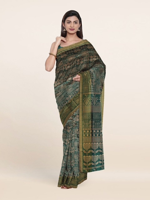 

Pothys Green & Off White Ethnic Motifs Saree