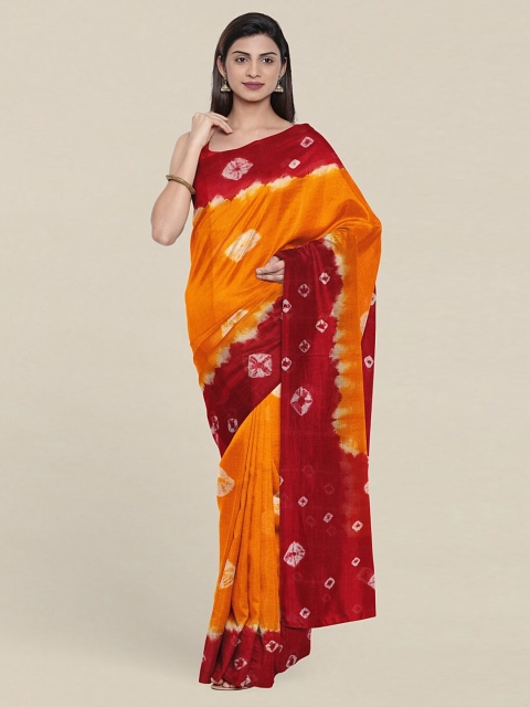 

Pothys Yellow & Red Bandhani Saree