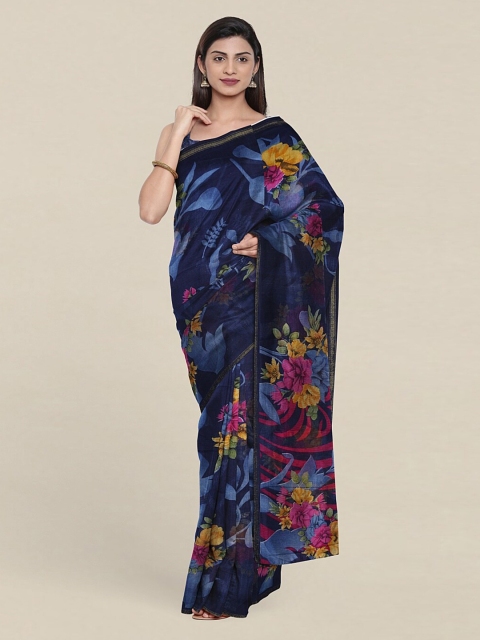 

Pothys Blue & Yellow Floral Saree