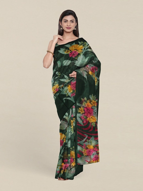 

Pothys Green & Red Floral Printed Saree