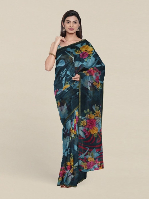 

Pothys Green & Red Floral Printed Saree