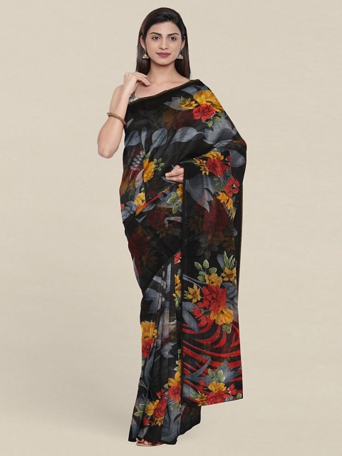 

Pothys Black & Yellow Floral Saree