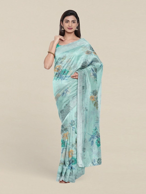 

Pothys Green & Orange Floral Printed Saree
