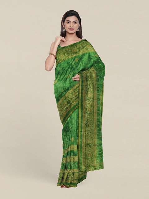 

Pothys Green & Gold-Toned Printed Saree