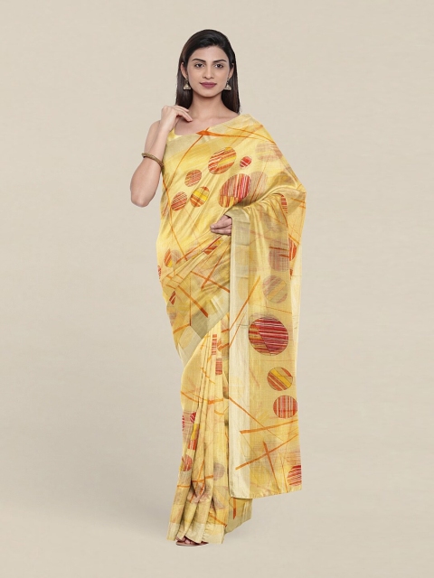 

Pothys Yellow & Red Zari Printed Saree