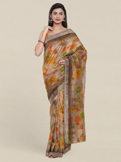 

Pothys Grey & Green Floral Saree