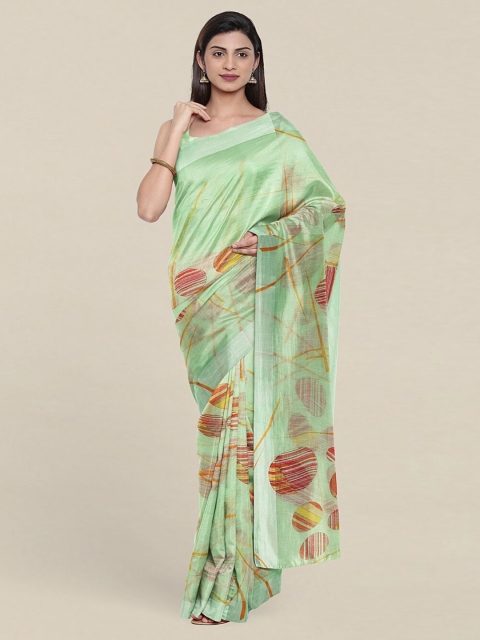 

Pothys Sea Green & Red Printed Cotton Blend Saree