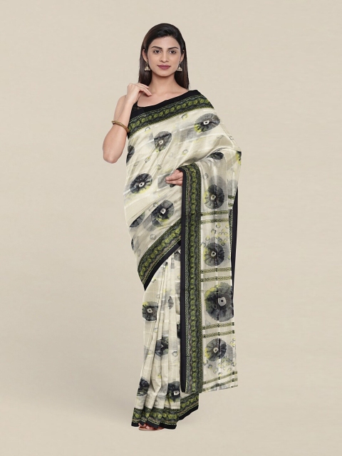 

Pothys Cream-Coloured & Black Bandhani Printed Cotton Blend Saree