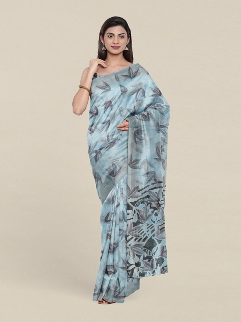 

Pothys Blue & Grey Floral Printed Cotton Blend Saree