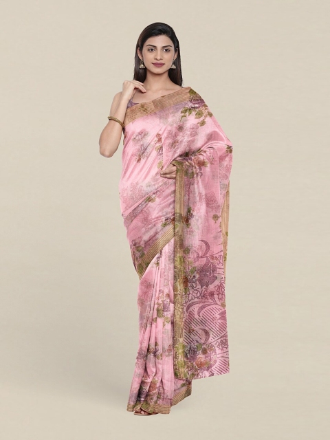 

Pothys Pink Floral Printed Cotton Blend Saree