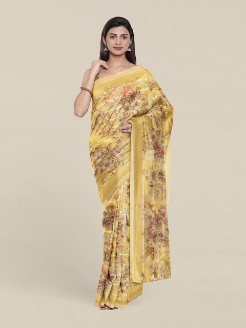 

Pothys Yellow Floral Printed Cotton Blend Saree