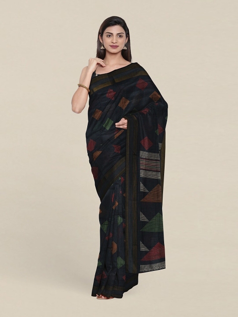 

Pothys Navy Blue & Brown Printed Saree