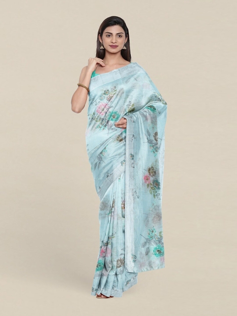 

Pothys Blue & Pink Floral Printed Saree