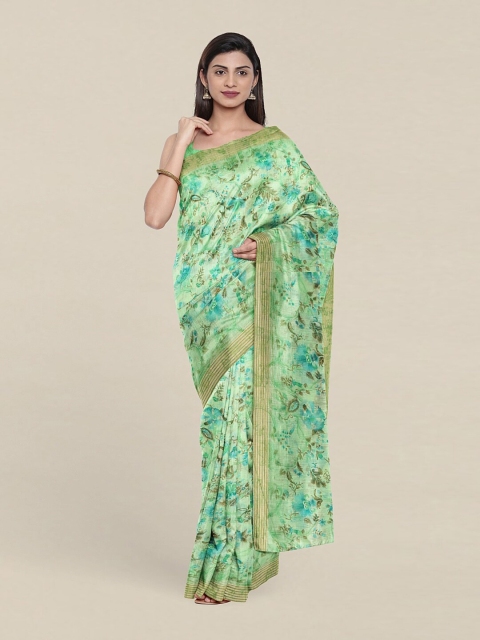 

Pothys Green & Beige Floral Printed Saree