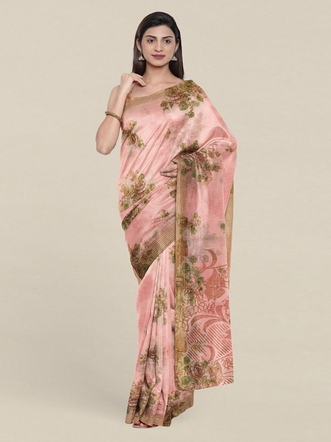 

Pothys Pink & Green Floral Printed Saree