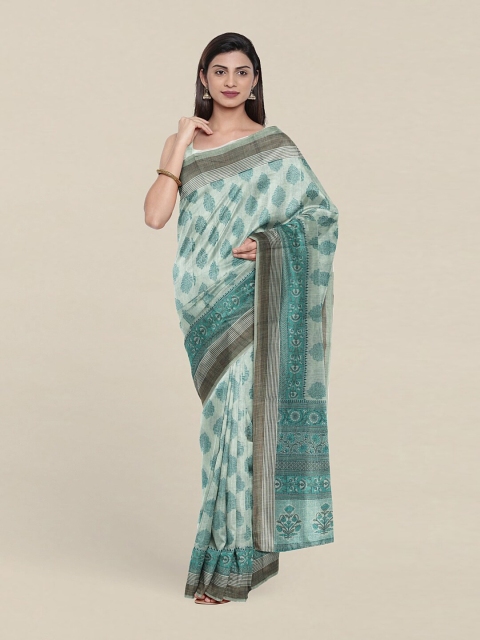 

Pothys Green & Grey Ethnic Motifs Saree