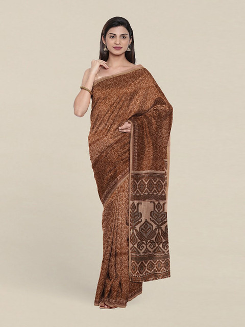 

Pothys Brown & Beige Floral Zari Saree