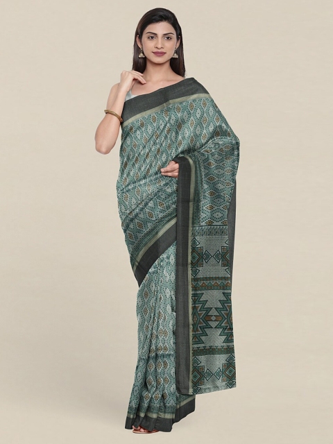 

Pothys Green & Brown Printed Cotton Blend Saree