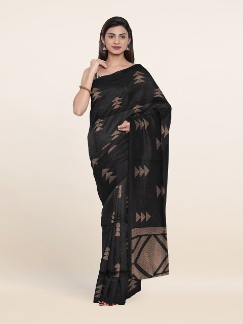

Pothys Black & Brown Cotton Blend Saree