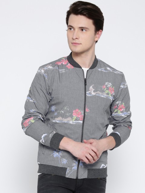 

Jack & Jones Men Grey Printed Bomber Jacket
