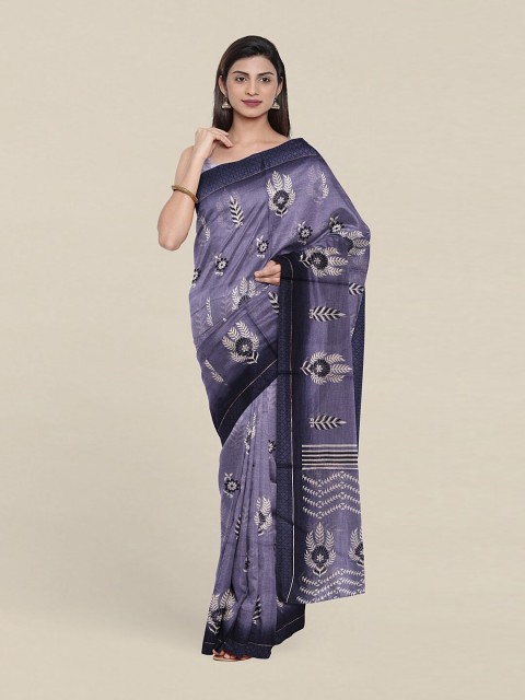 

Pothys Blue & White Floral Saree