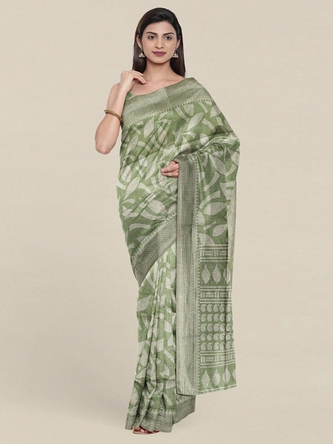 

Pothys Green & White Floral Saree