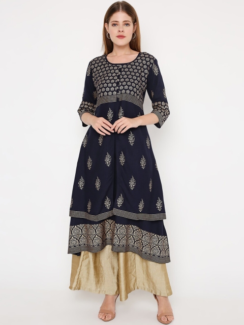 

Peppertree Women Navy Blue Printed Ethnic Dress