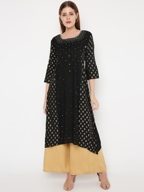

Peppertree Women Black Embellished Ethnic Dress