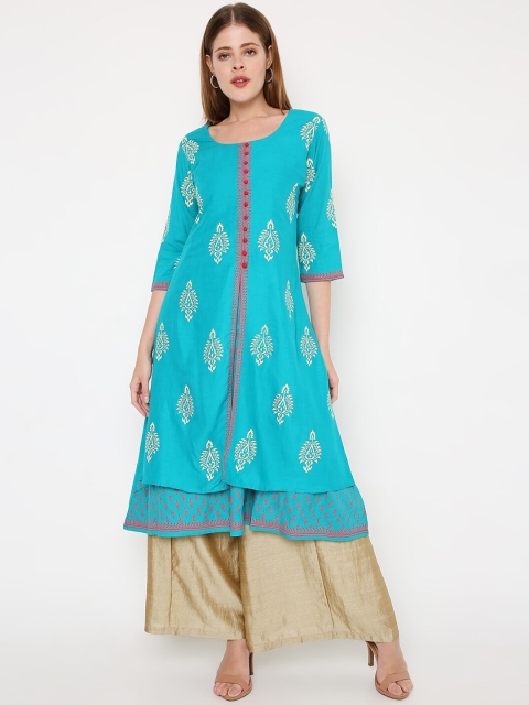 

Peppertree Women Green Block Printed Ethnic Dresses
